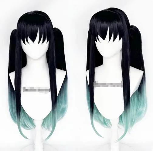 4 Types Anime Tokitou Muichirou Cosplay Wig Kisatsutai Tokitou Muichirou Wig Black Gradient Green