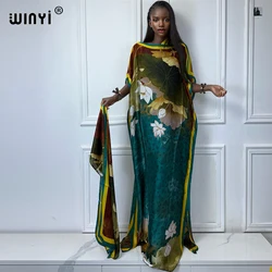WINYI African Women boho print dress with belt abaya dubai luxury traditional outfit muslim sets woman maxi Dress evening dress