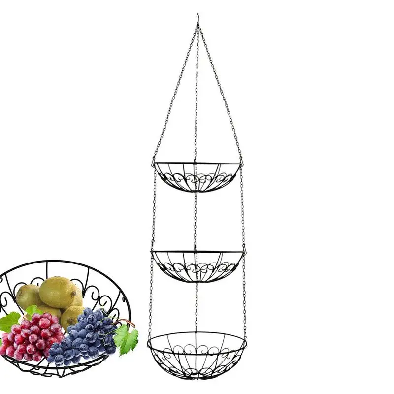 

Fruit Hangings Basket Fruit Organizer Tiered Fruit Vegetable Storage Basket Detachable Heavy Duty Metal Wire Baskets Fruit