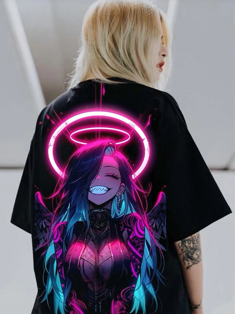 2024 Summer Fashion T-shirts Men Women Unisex Oversize Anime Character Japanese Style Streetwear Super Cool Couple T-shirts