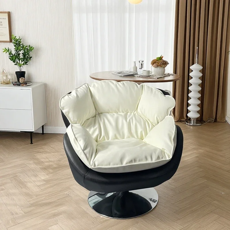 Revolving Chair Comfortable Butacas #L Mid Century Leather Living Room Chair Modern High-end Elegant Creativity Furniture