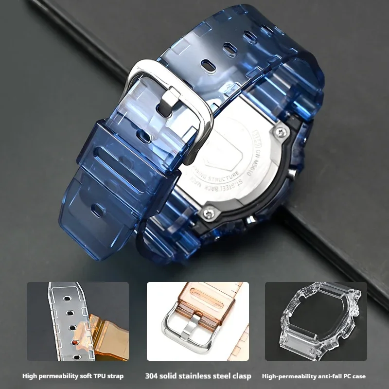 時計保護ケースストラップカシオ G-Shock DW-5600 DW-5000 GW-M5610 GLX-5600 透明ゴムシリコン時計バンドブレスレット