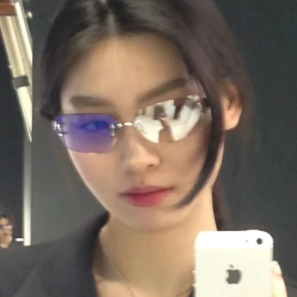 Y2K Stylish Rimless Sunglasses for Women Future Technology Sense Sun Glasses for Woman Korean Style Man Sun Glass