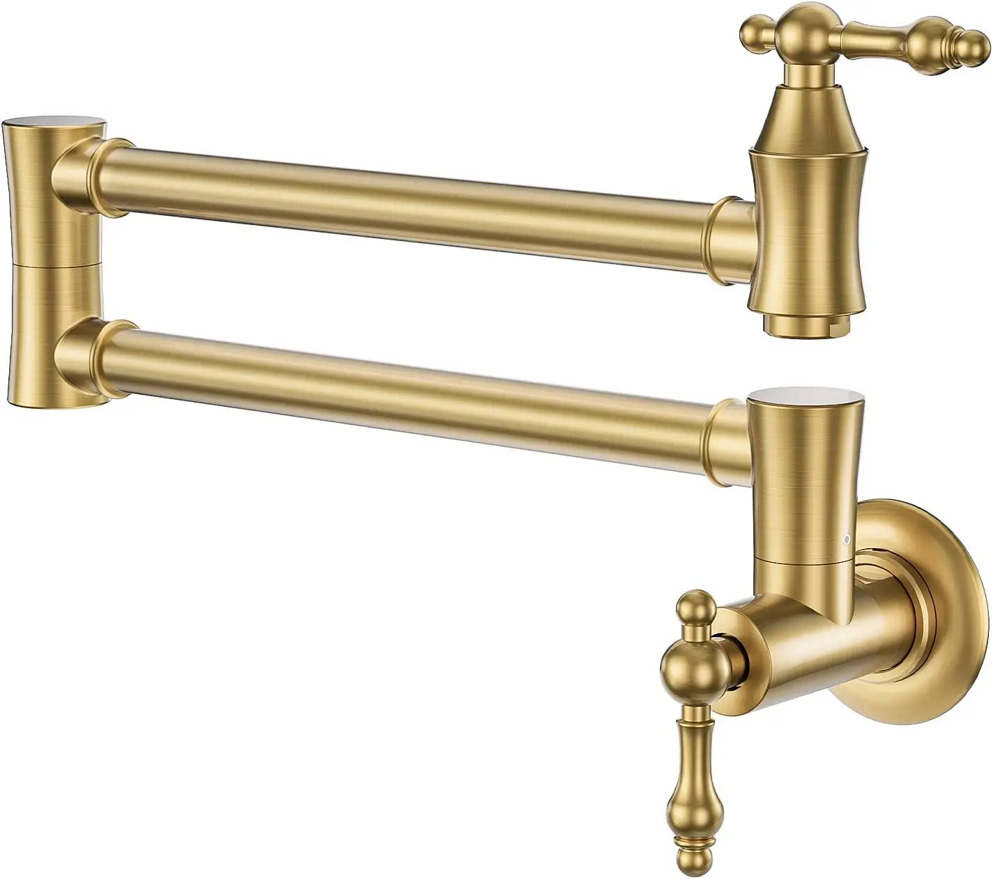 

Pot Filler Faucet, Brushed Gold Wall Mount Kitchen Faucet with Double Joint Swing Arms, Brass