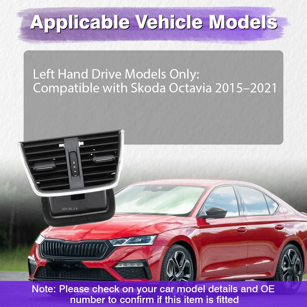 

Задний центральный вентиляционный отверстие автомобиля, решетка кондиционера в сборе для Skoda Octavia 2015-2021 LHD 5ED819203