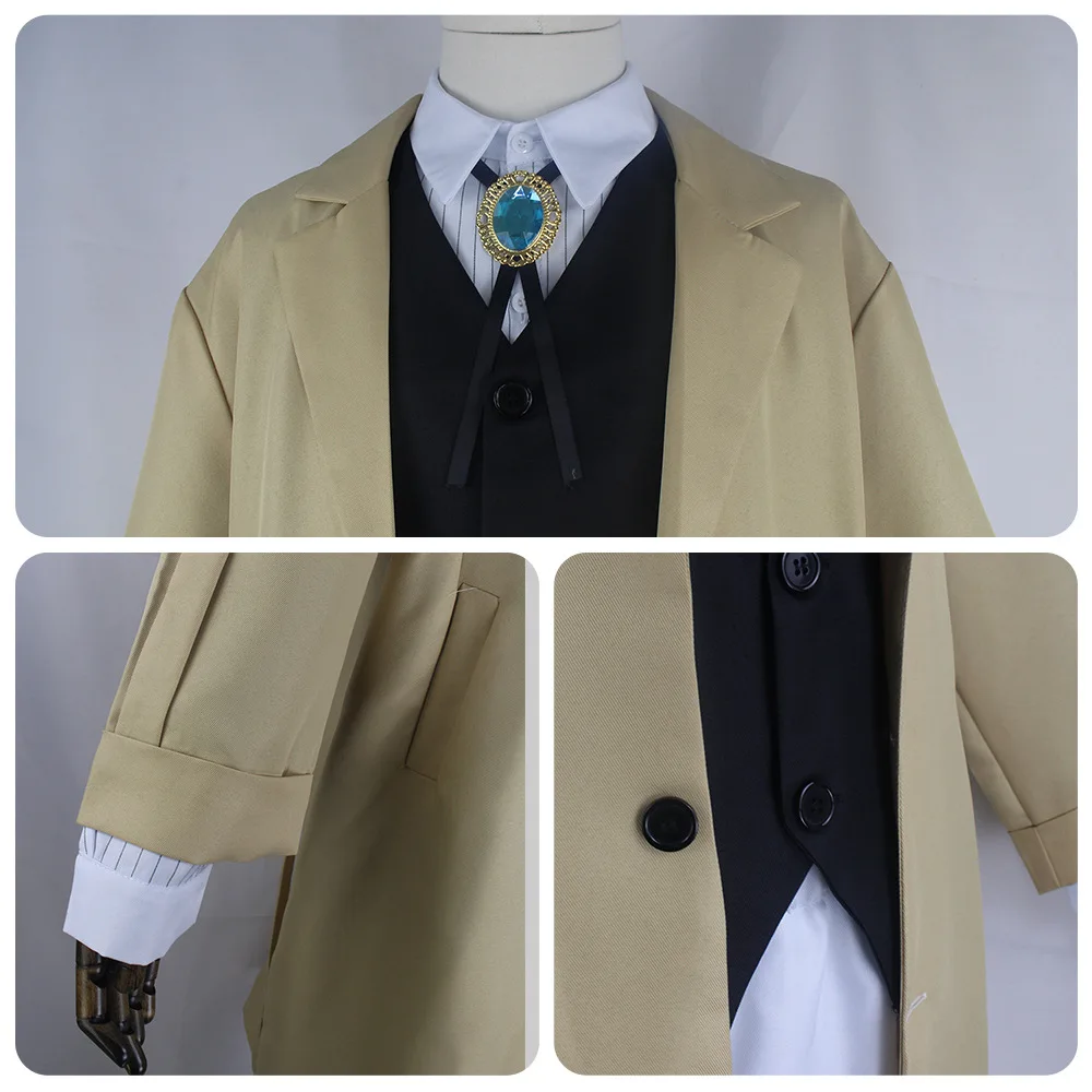 Anime Bungo Stray Dogs Dazai Osamu Costume Cosplay giacca lunga cappotto vestito adulto uomo giacca a vento Halloween abbigliamento natalizio