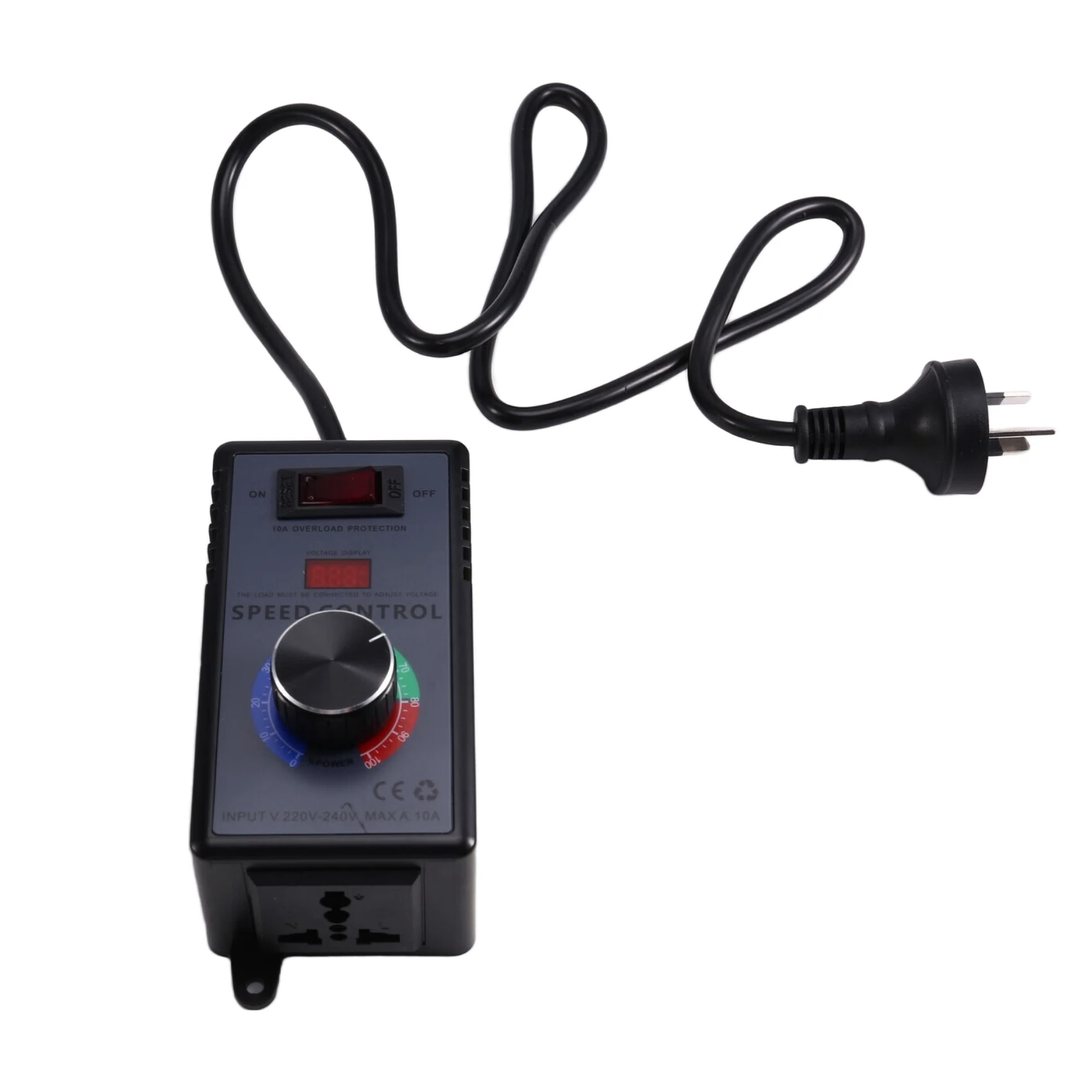 GROCE-AC Motor Speed Controller 10A 0-220VAC Output AC220-240V Variable Fan Speed Regulator With Overload Protection AU PLUG