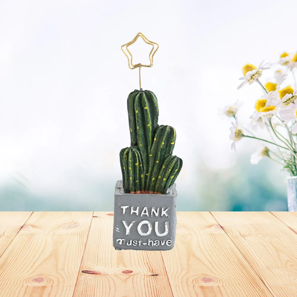 

Functional Cactus Design Place Card Holder 12x35cm Metal Clip with Resin Base for Notes Photos Menus Office Party Decor