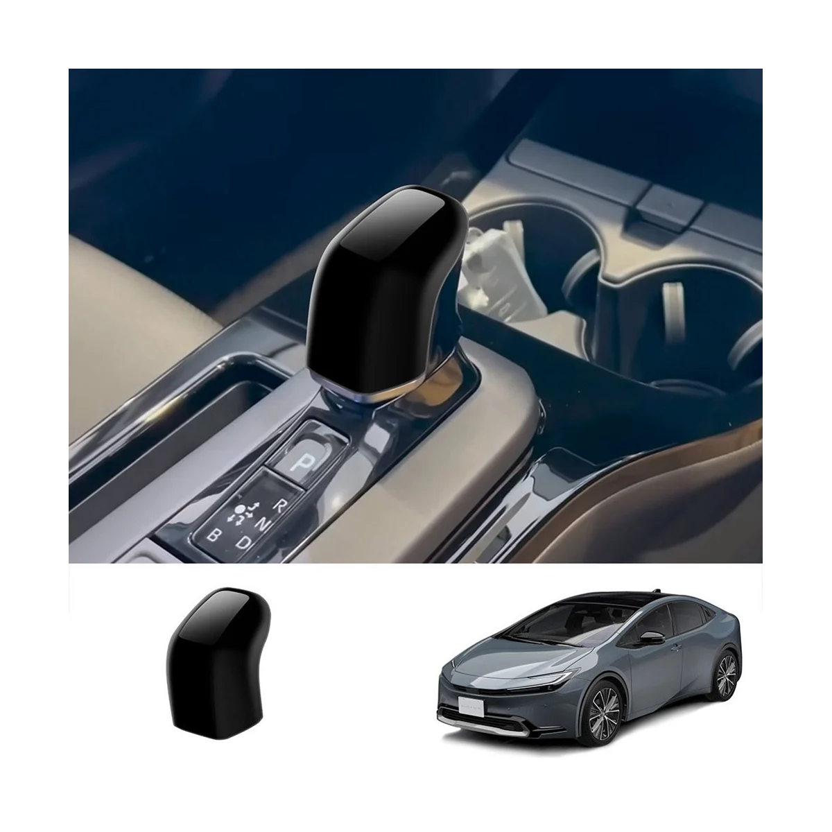 Car Bright Black Style Shift Knob Cover Gear Head Cover Trim for Toyota Prius 60 Series 2022-2023 1PCs