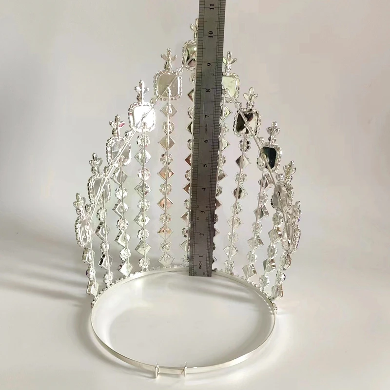 Fascinator Hair Accessories Beauty Golden Crown Large Tall Beauty Women Crown For Pageant