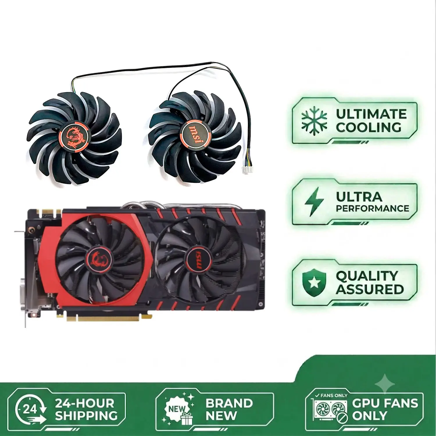 95MM 4PIN PLD10010S12HH suitable for MSI Radeon R9 390X 390 380 R7 370 8GB GAMING OC graphics card