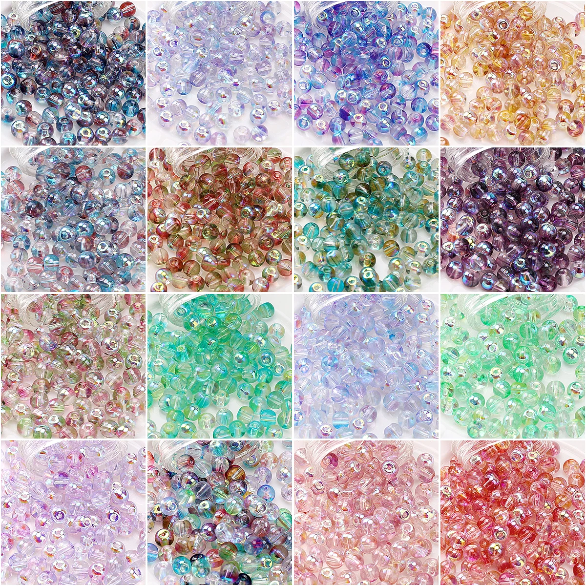 

4mm Two-Color Aurora Glass Rice Beads with 1mm Hole - DIY Jewelry Making (Necklace/Bracelet/Earrings) 90pcs/Bag
