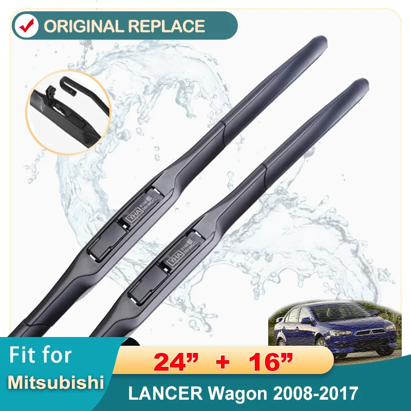 

Car Window Wiper Blade For Mitsubishi LANCER Wagon 24"+16" 2008-2017 Auto Windscreen Windshield Wipers Blades Fit U Hook Arms