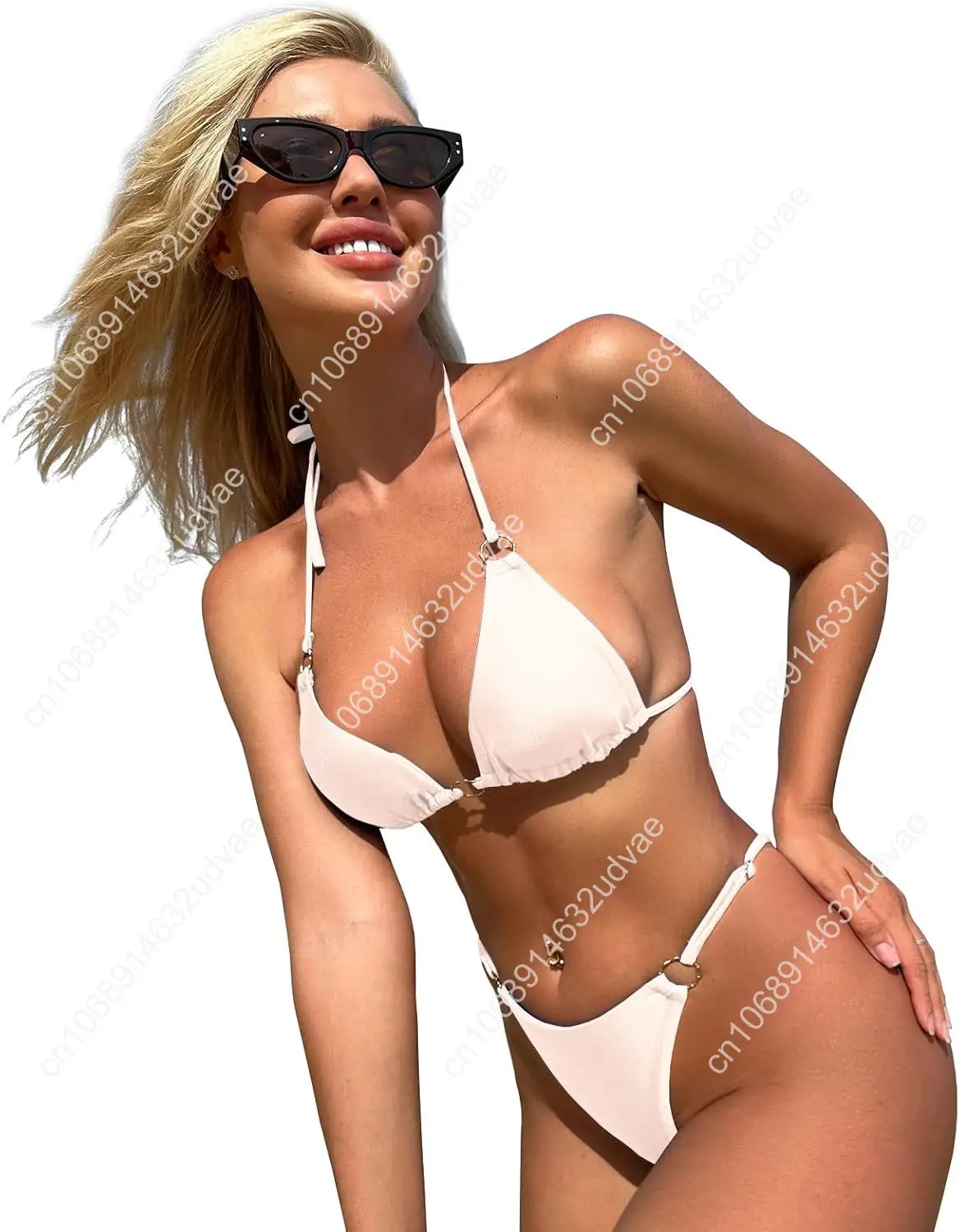 Seksowne bikini dla kobiet 2-częściowe bikini Spaghetti Strap Stroje kąpielowe Jednokolorowe stroje kąpielowe Stroje kąpielowe Trójkątny strój kąpielowy