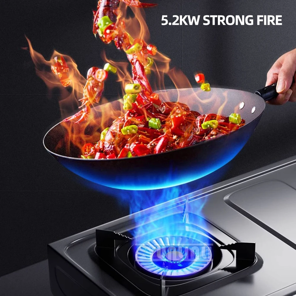 Fogão a gás doméstico Desktop, fogão duplo para cozinhar cozinha, aço inoxidável, gás liquefeito