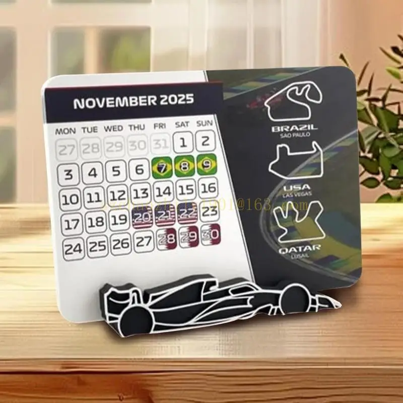 62KAレーシングガイドホルダースタンドのカレンダー2025イベント日付付きデスクカレンダー