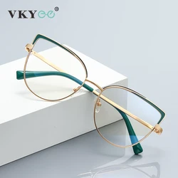 VICKY Vintage Metal Large Frame Classic Design Women's Eyewear Anti-Blue Light Reading Glasses Customizable Prescription 3103