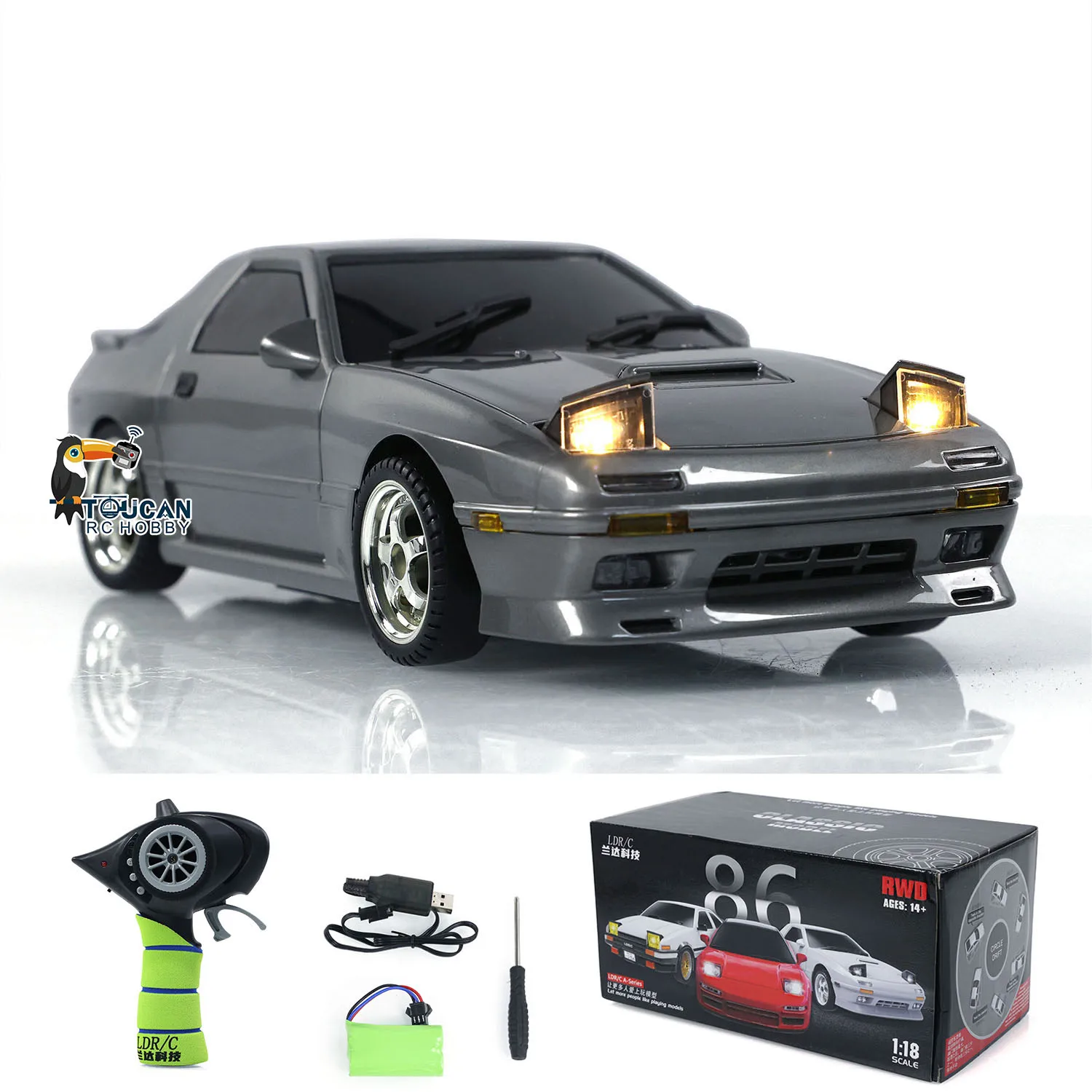 Toys 1/18 Mini LDRC RX7 LD1802 RC Racing Car RWD Gyroscope Wireless Control TOUCAN Electric Drift Vehicles Model for Boys Gifts