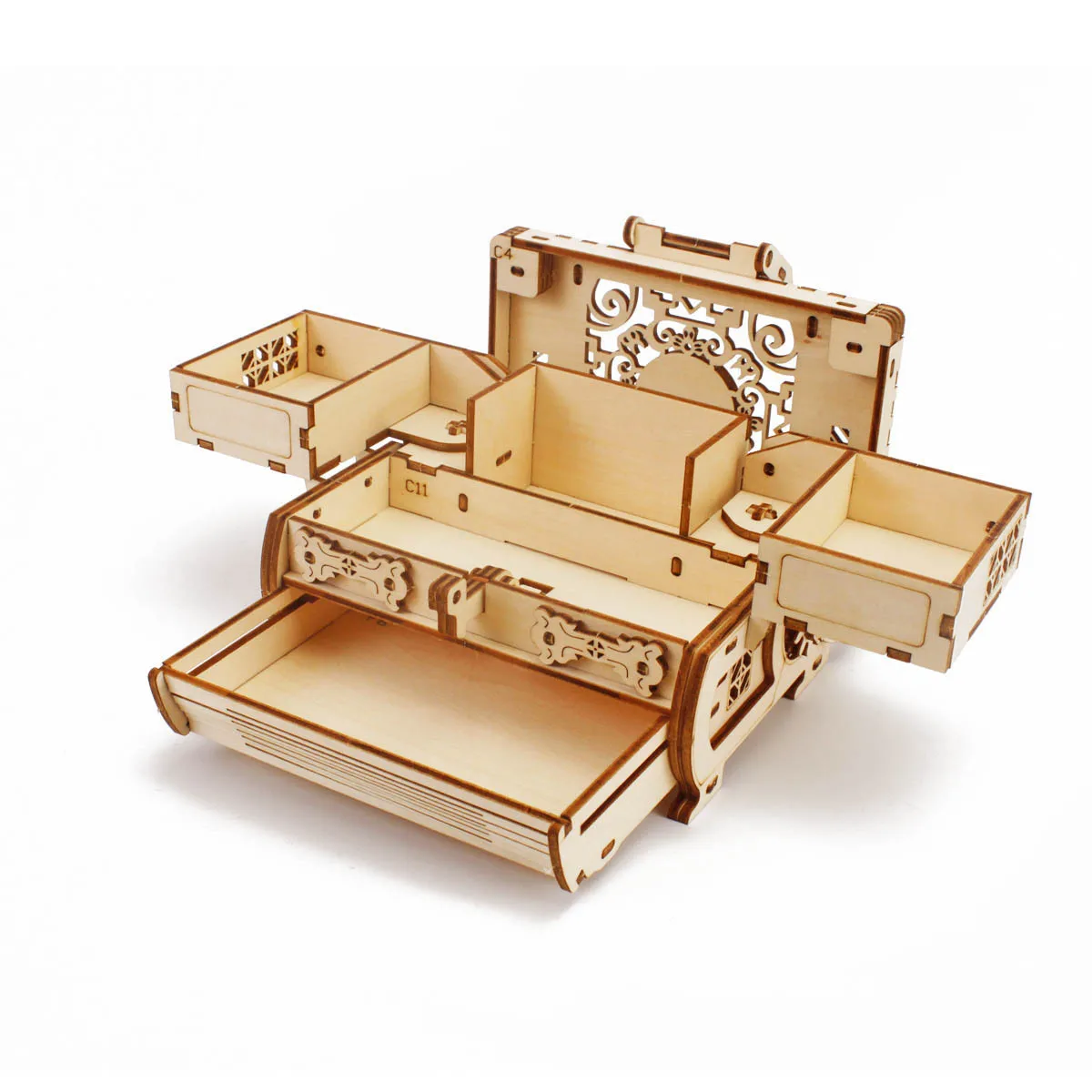 3d Wood Jewelry Box Puzzle for Child Adult Assembly Mechanical Necklace Ring Cosmetics Case To Build DIY Handmade Model Toys