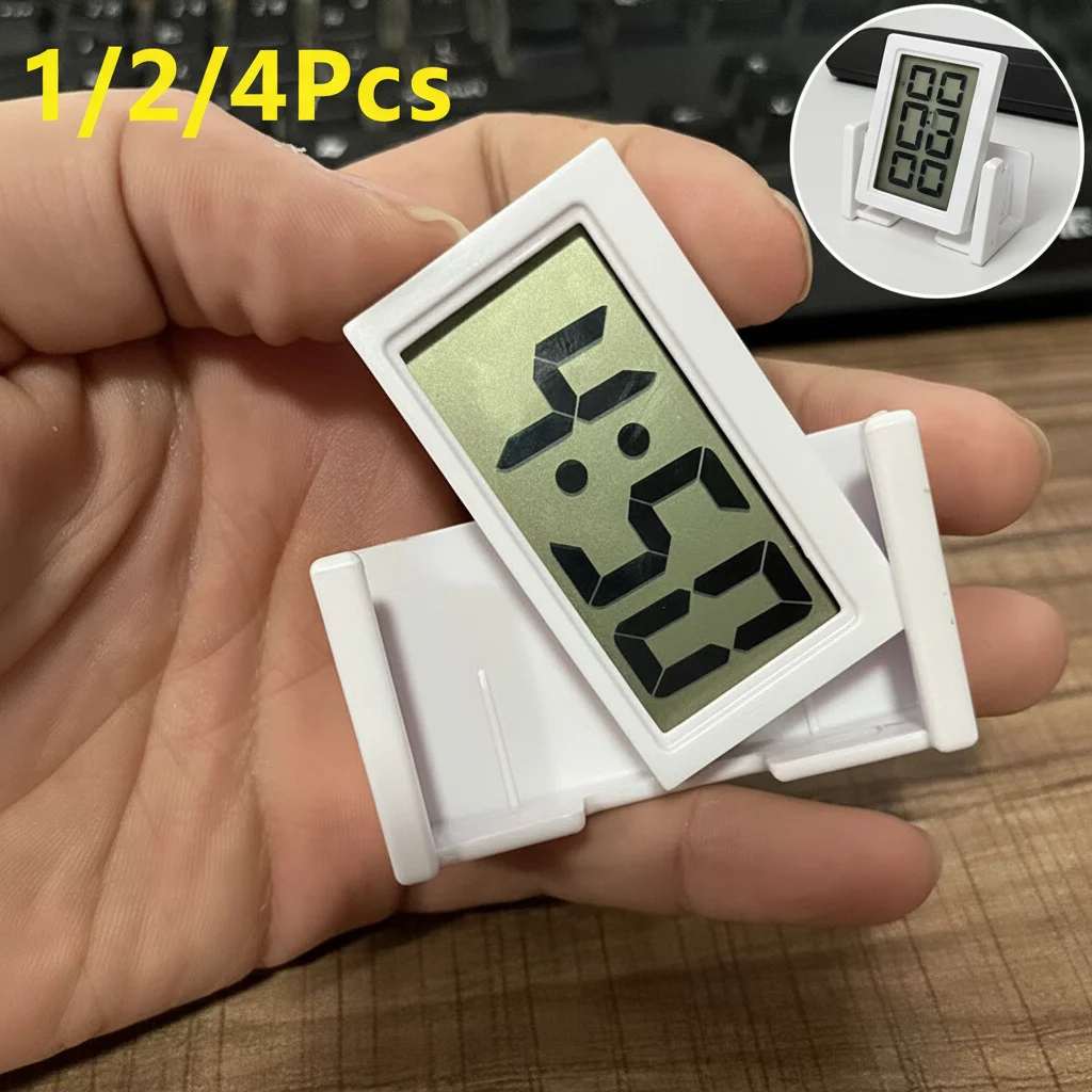 1/2/4Pcs Mini Digital Clock Large Screen Car Dashboard Electronic Clock Self-adhesive Mini Clock Car Clock For Truck Dashboard