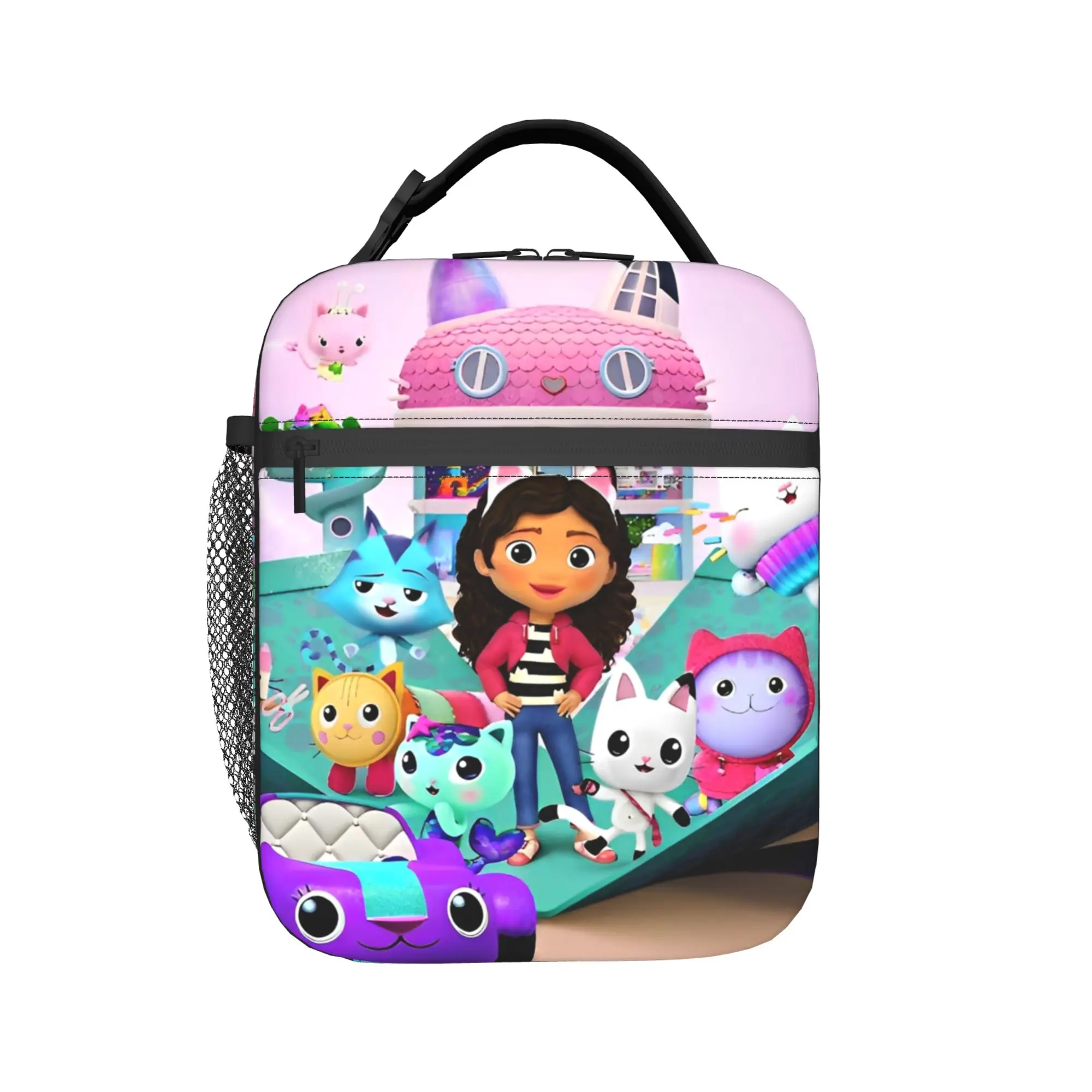 Cartoon Cute Gabbys Doll Houses Insulated Lunch Bags Cooler Bag Reusable,Meal Container  Leakproof Tote Lunch Box Food Bag