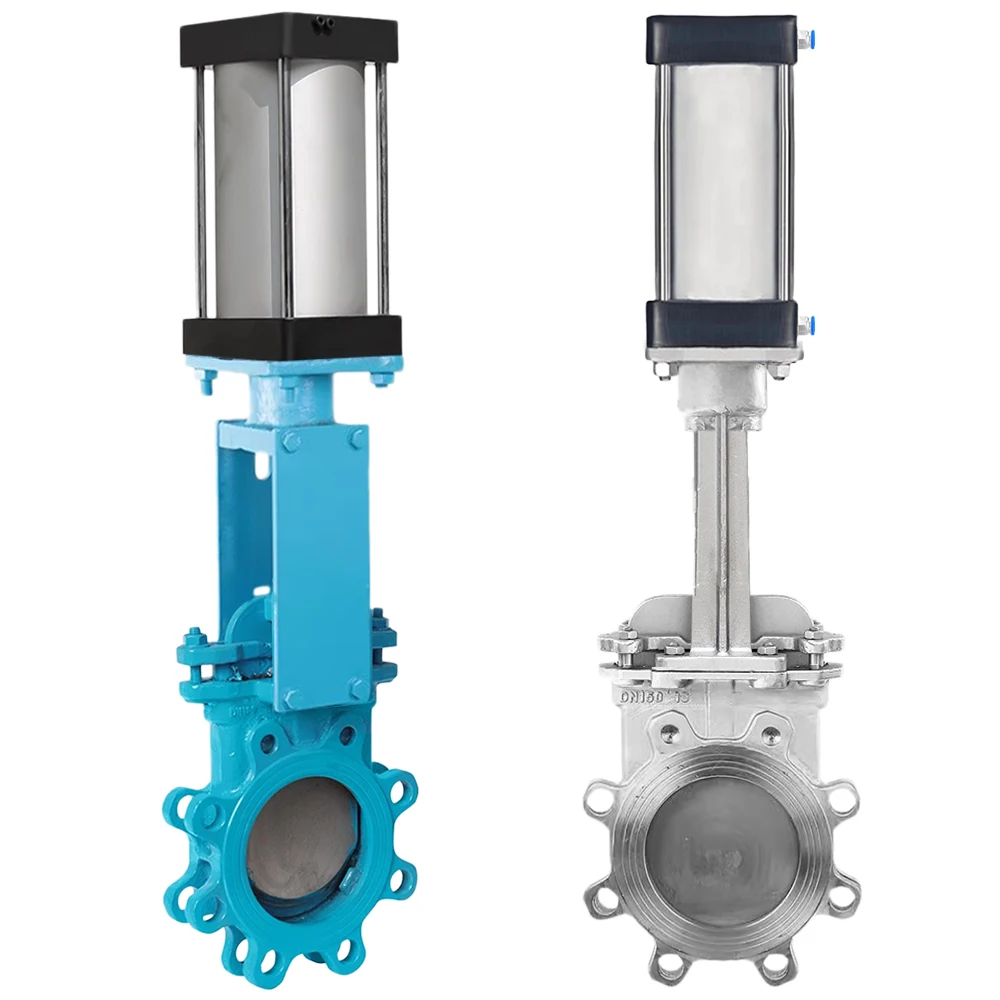 

Songo PN16 6inch Pneumatic Operated Knife Gate Valve Cast Steel Pneumatic Actuator Air Control Wafer Lug Knife Gate Valve