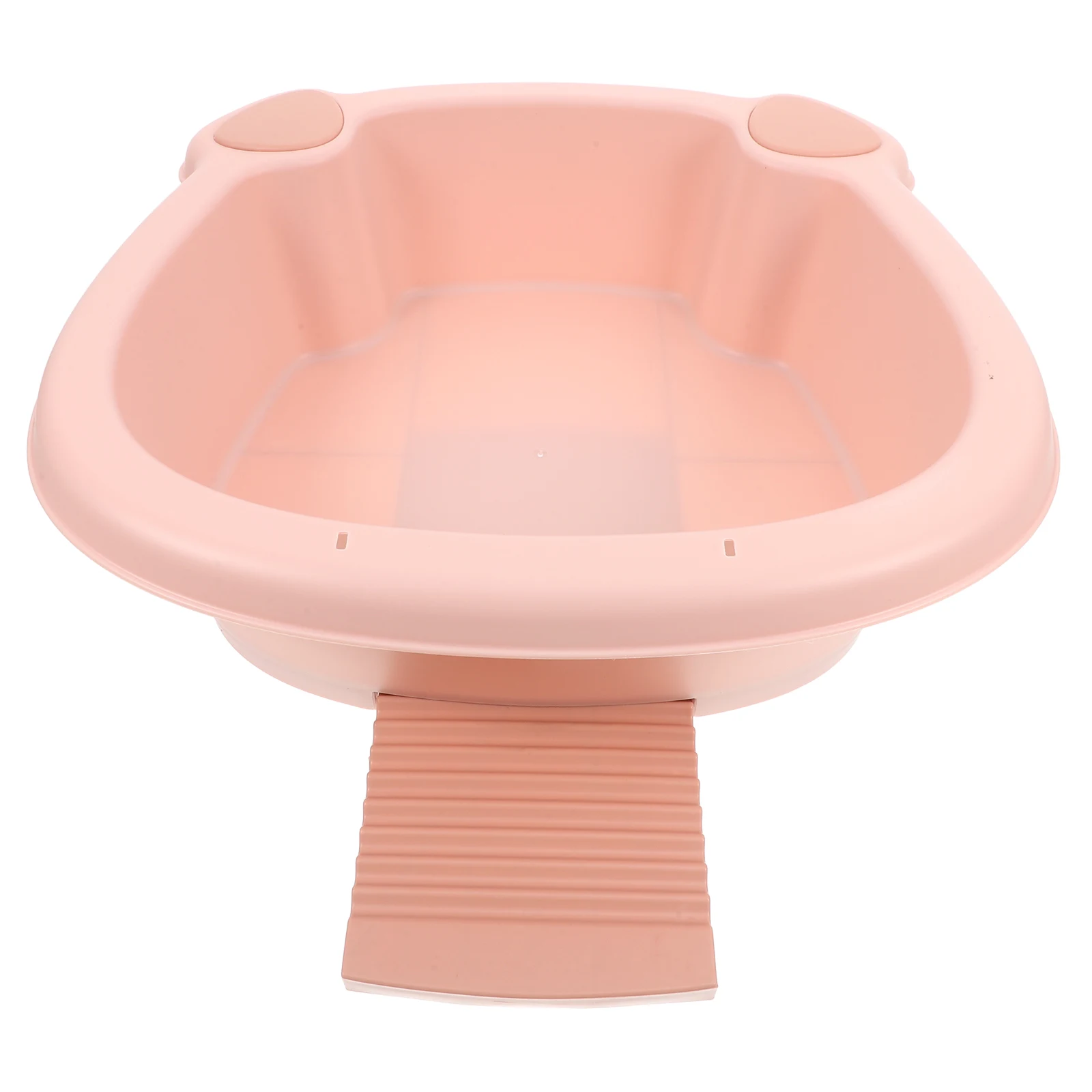 

Laundry Wash Basin With Built-In Washboard Small Size Cute Cartoon Design Removable Scrub Board Durable Pp Material For