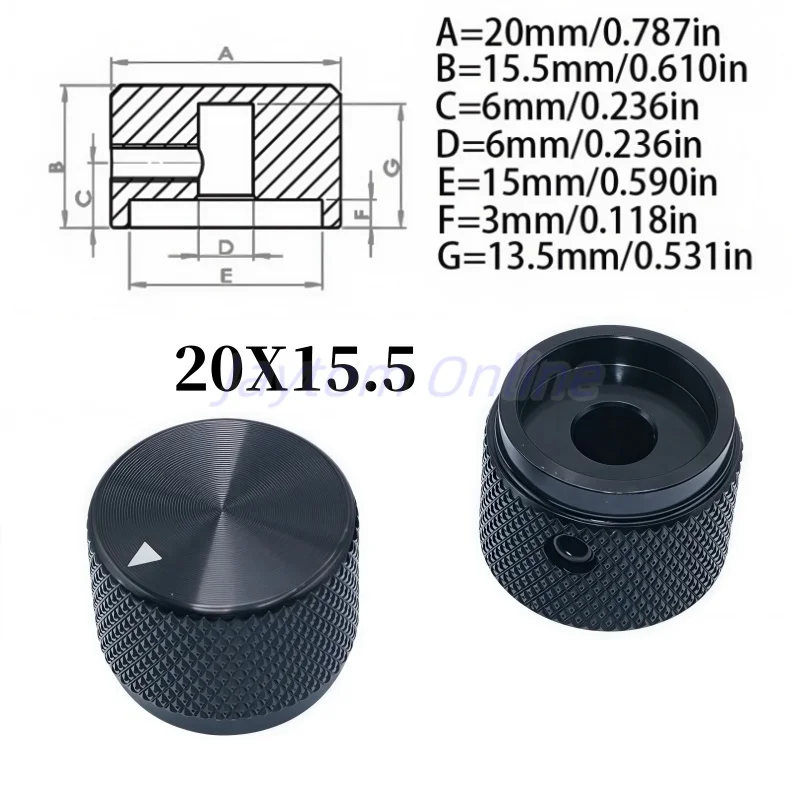1pc 20x15.5mm Solid CNC Machined Aluminum Amplifier Control Volume Button Knob Rotary Encoder Potentiometer Volume Switch Knobs