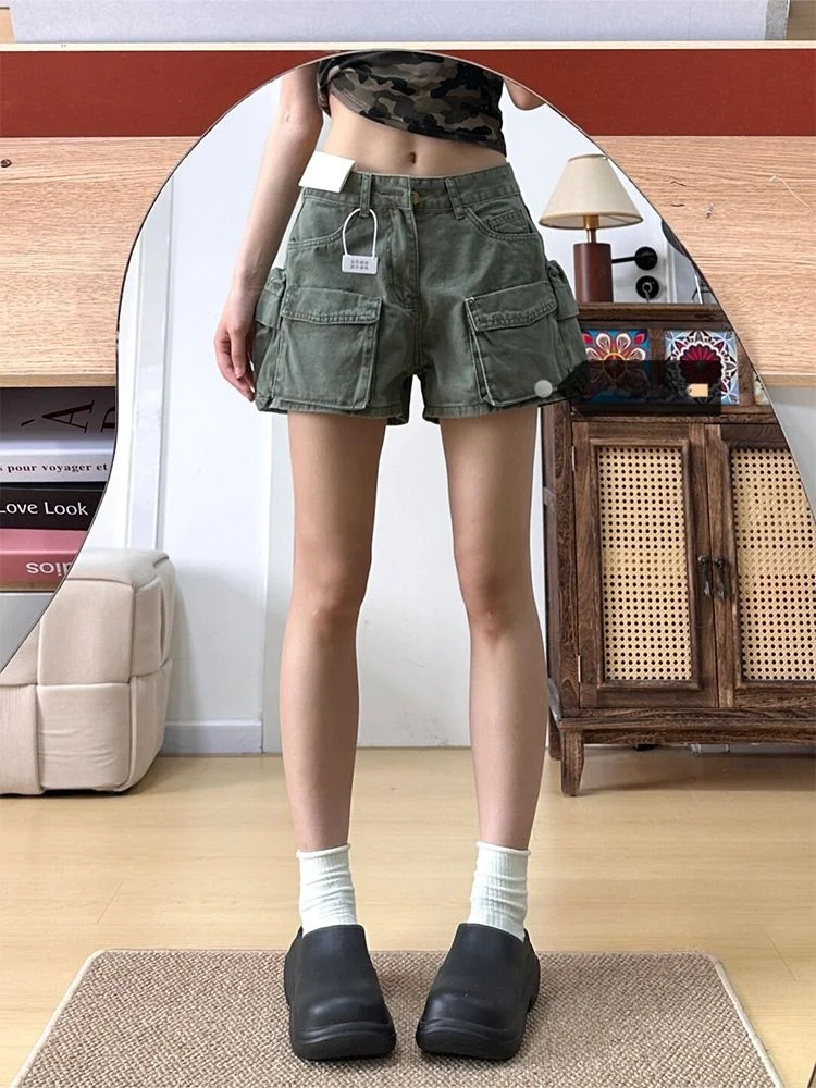 

Свободные джинсовые орты с высокой талией и широкими штанинами. Женские осенне-зимние новые повседневные свободные уличные орты. Расслабленные орты.