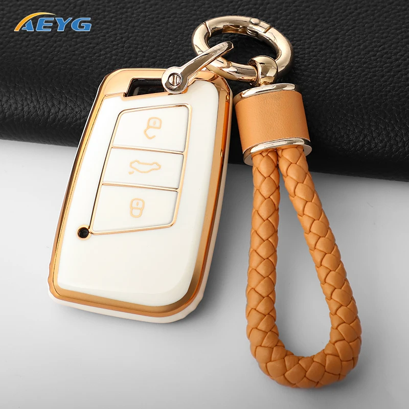 AYEG TPU Car Key Case Cover Shell For VW Volkswagen Golf 7 MK7 Tiguan MK2 Seat Ateca Leon FR Ibiza Skoda Octavia Kodiaq
