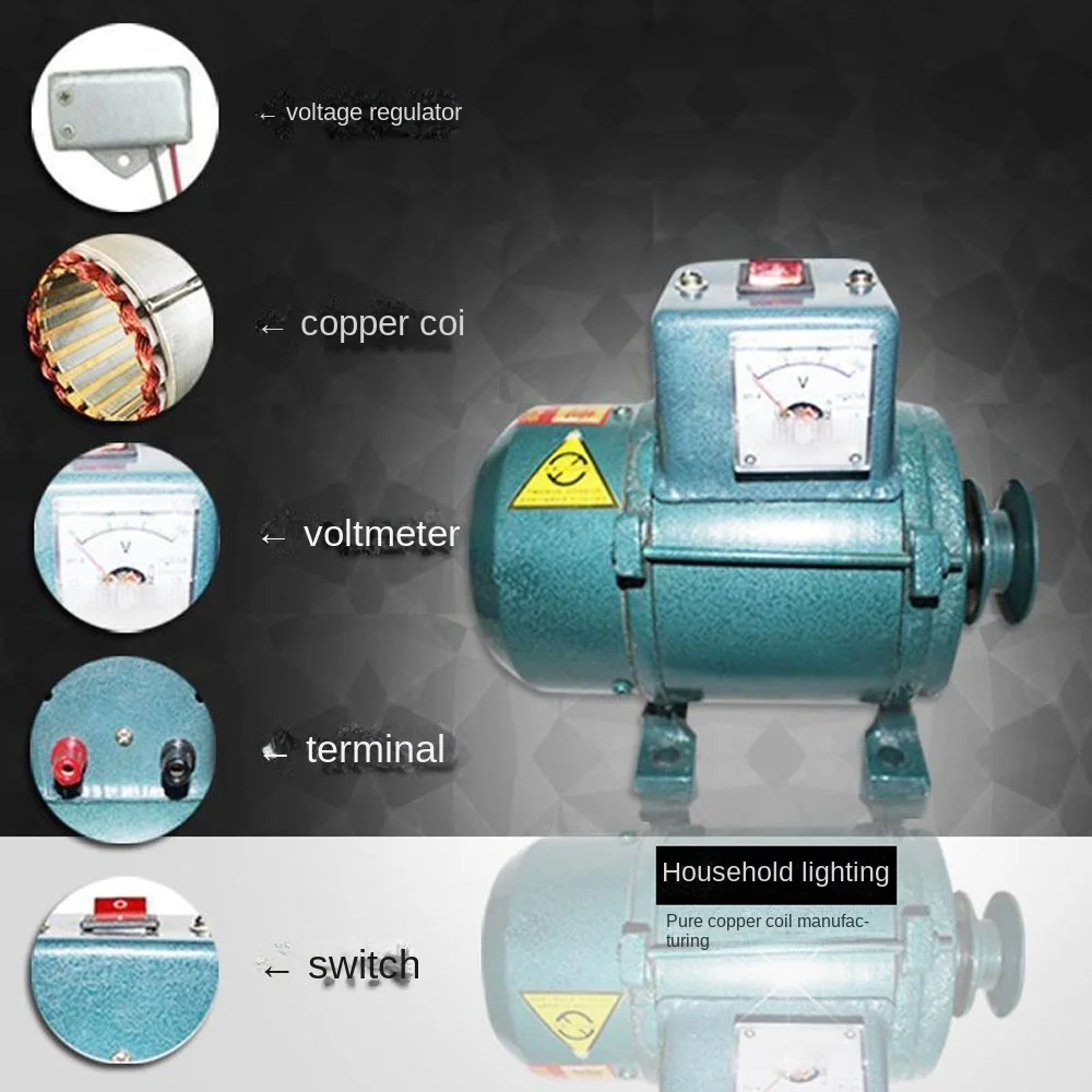 High Power Small Pulley Type Permanent Magnet Lighting Generator, 3500W, 220V, Factory for Sale