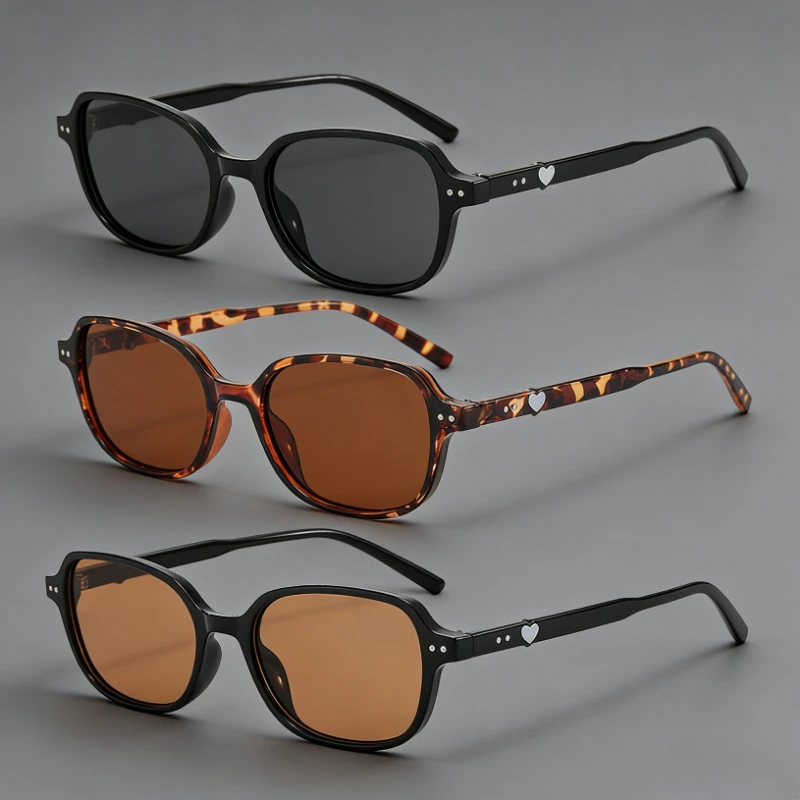 

Heart-Shaped Square Sunglasses Women's INS Style Stylish UV-Protective Eyewear Retro Brand Designer UV400 Shades Eyewear