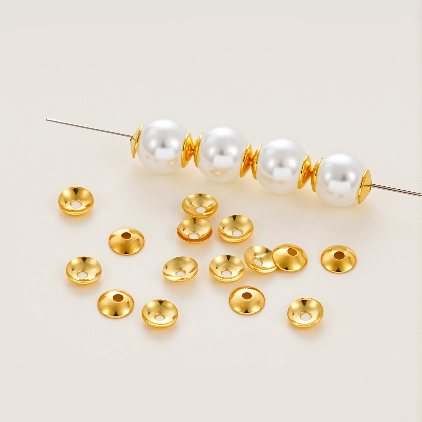 50Piece/Pack 3/4mm 14/18K Gold Color Plated Beads Caps Spacer Beads for DIY Necklace Bracelets Jewelry Making Accessories