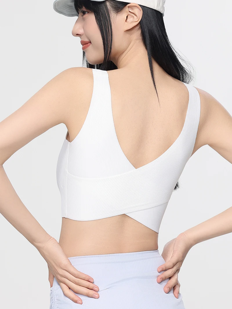 

Женская спортивная майка с подкладкой на груди, летняя, тонкая, дышащая, облегающая, для йоги, с бретелями, короткая, высокоэластичная