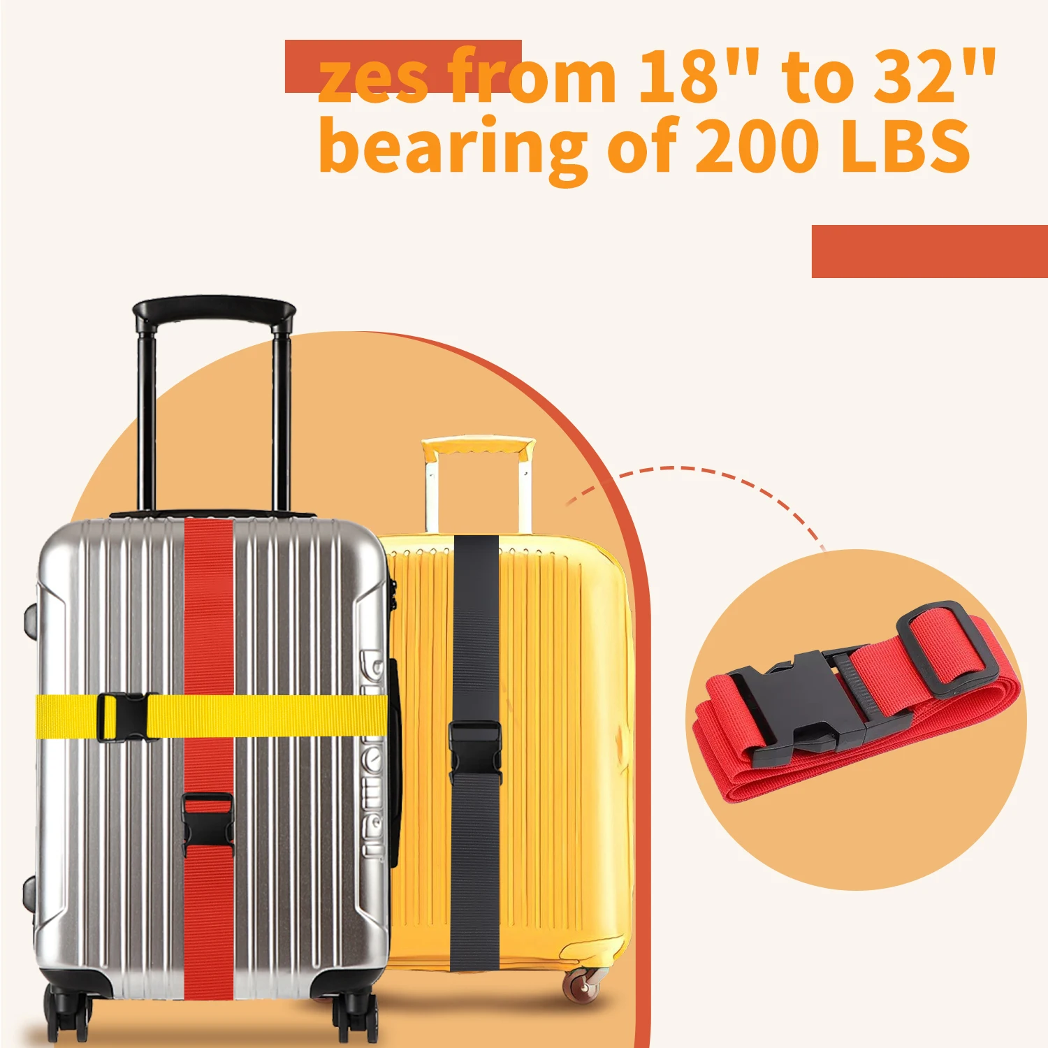 2PCS Travel Luggage Strap Adjustable Suitcase Belts Multiple Color Bundling Packing Baggage Suitcase Belts Bag Part Accessories