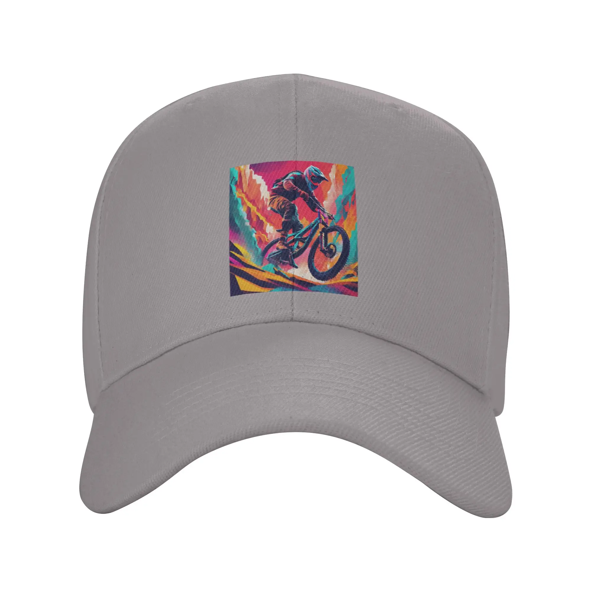 High-Flying Thrills  Jumps and Stunts in Mountain Biking Trendy Baseball Cap Hiking Trip Solid Color Trucker Cap