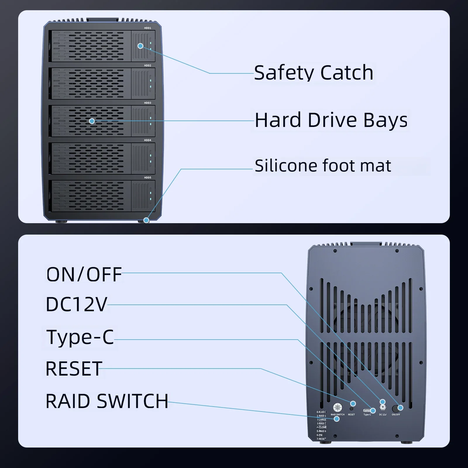 その他 ACASIS Acasis 3.5/2.5 インチ 5 ベイ外部ハードドライバー HDD ケース Sata