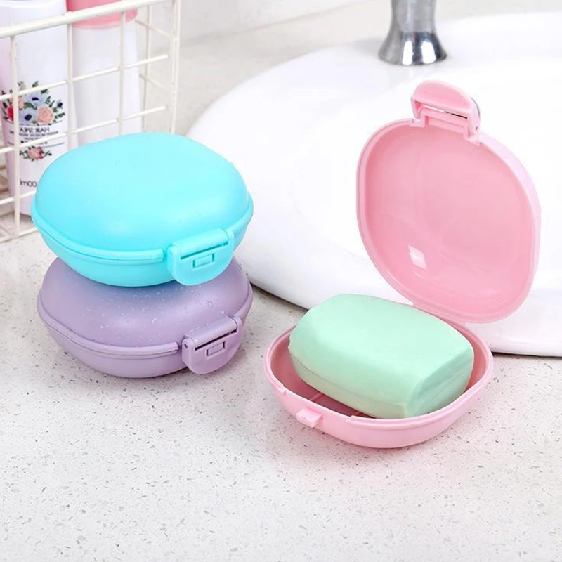 1Pc Waterproof Soap Box With Lid Portable Travel Mini Soap Box Home Bathroom Creative Drainage Soap Tray