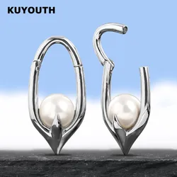 KUYOUTH 2PCS Pearl-Detailed Solid Copper Magnetic Ear Weights Expanders & Stretchers Body Piercing Jewelry