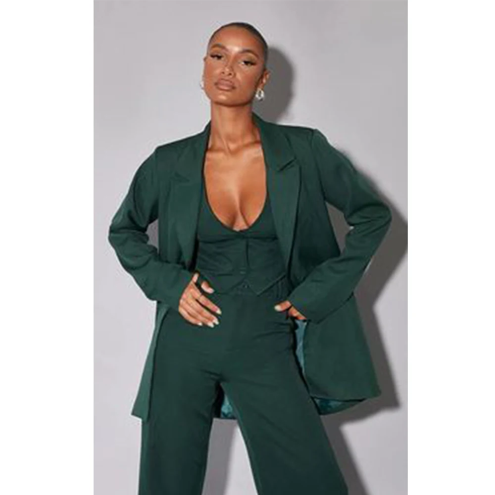 

Formal Two Piece Set Woman 3 Pieces Pants and Top Three Piece Women's Suit Solid Color Casual Business Single Breasted Suit Sets