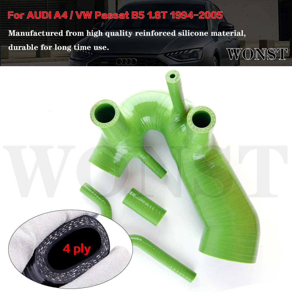 

For AUDI A4 / VW Passat B5 1.8T 1994-2005 TURBO Silicone Hose Induction Intake Pipe