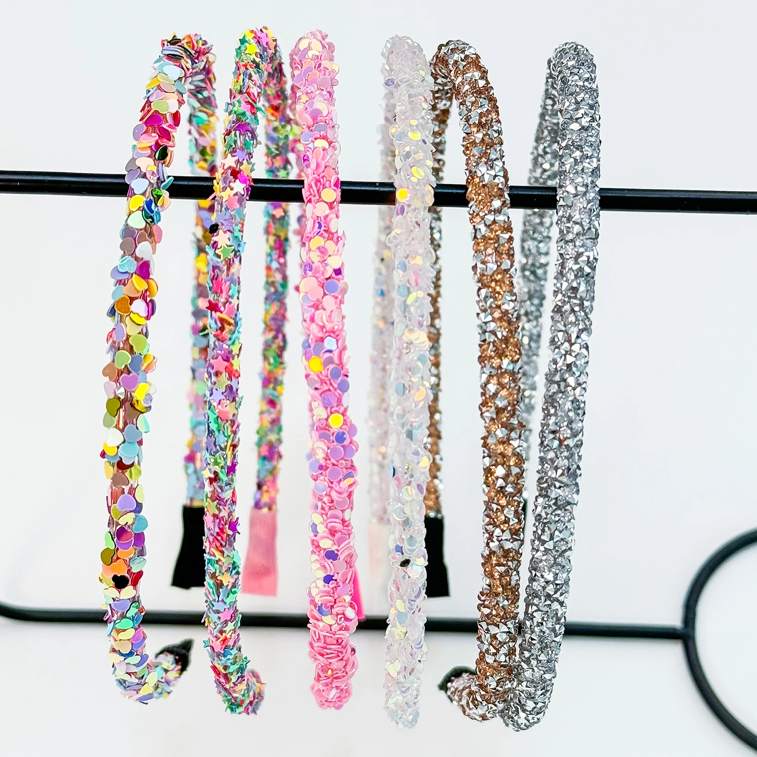 6/12 шт. красочные блестящие повязки на голову для девочек, модные милые вечерние обручи для волос для детей, женщин, вечерние аксессуары для волос