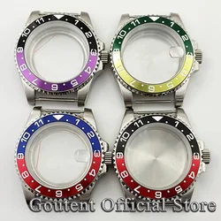 Goutent-サファイアガラス時計ケース,40mm,赤,緑,黒,紫のチタンベゼル,nh35,nh36,Myota8215 821a eta2836,2824ムーブメント