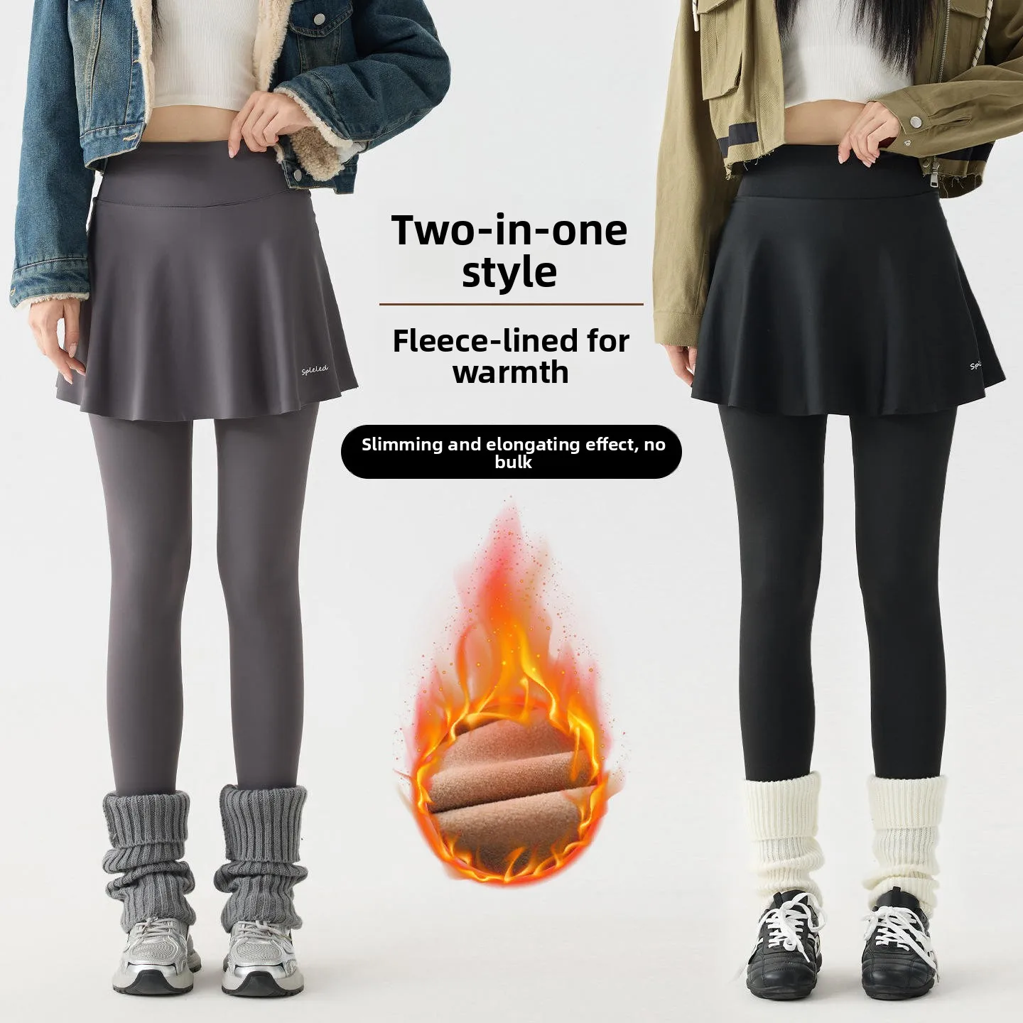 

Брюки для йоги Fce на подкладке из овчины с принтом, женские осенне-зимние брюки для бега, базовая юбка, интегрированная юбка, брюки