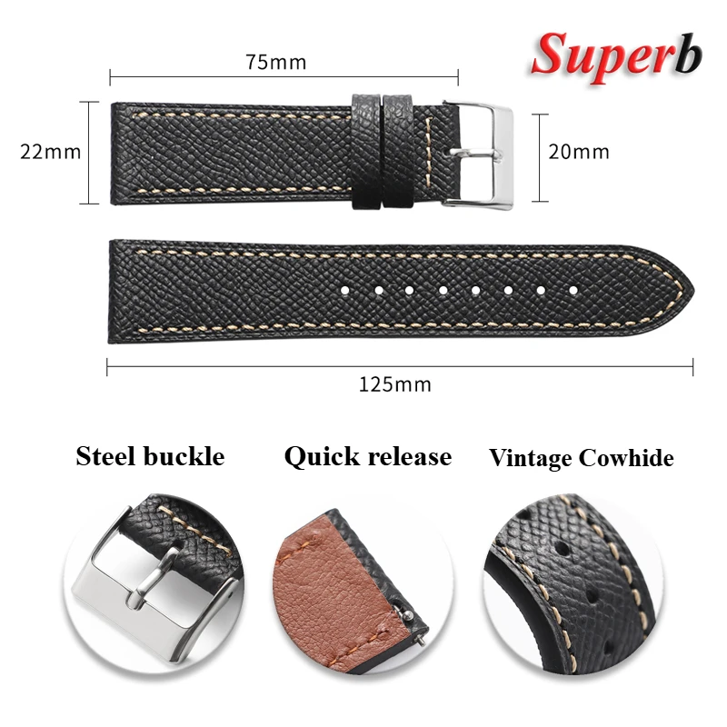 خمر جلد البقر حزام الرجال النساء العالمي أساور ل Seiko 18 مللي متر 19 مللي متر 20 مللي متر 22 مللي متر الإفراج السريع ساعة اكسسوارات