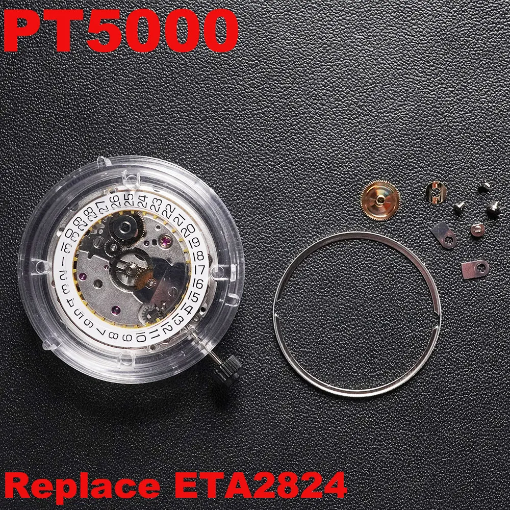 Suitable for ETA2824 watch luxury 25 gemstones high-precision PT5000 fully automatic mechanical movement with white date wheel view 6