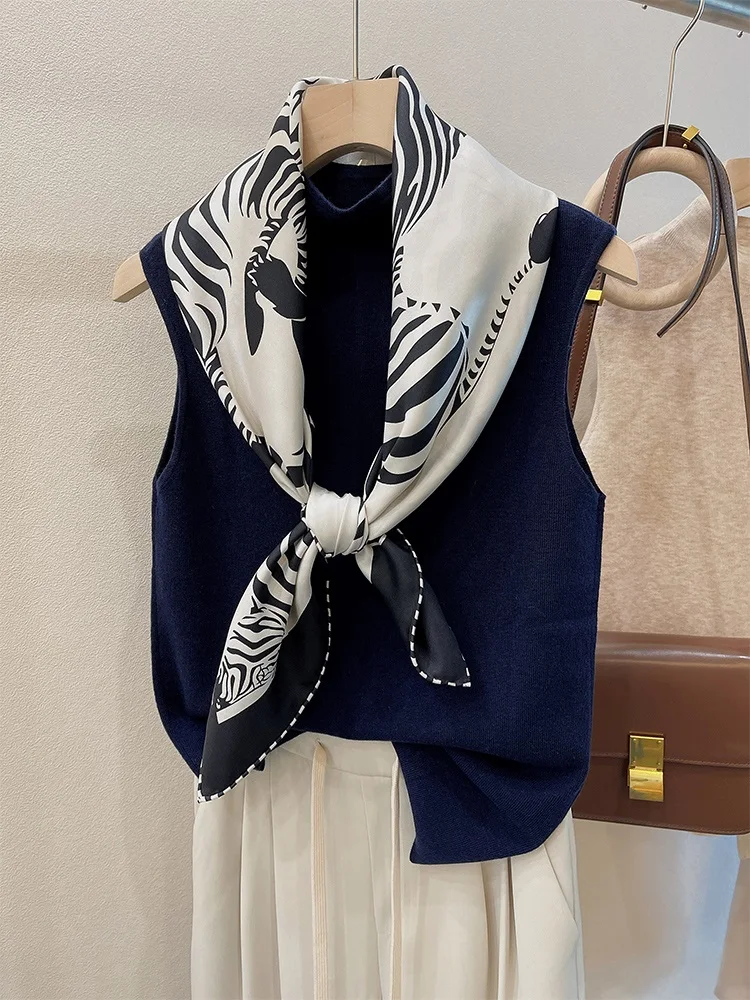 Zebra Print 100% Twill Silk Scarf Neckerchief Shawl Echarpe 35\