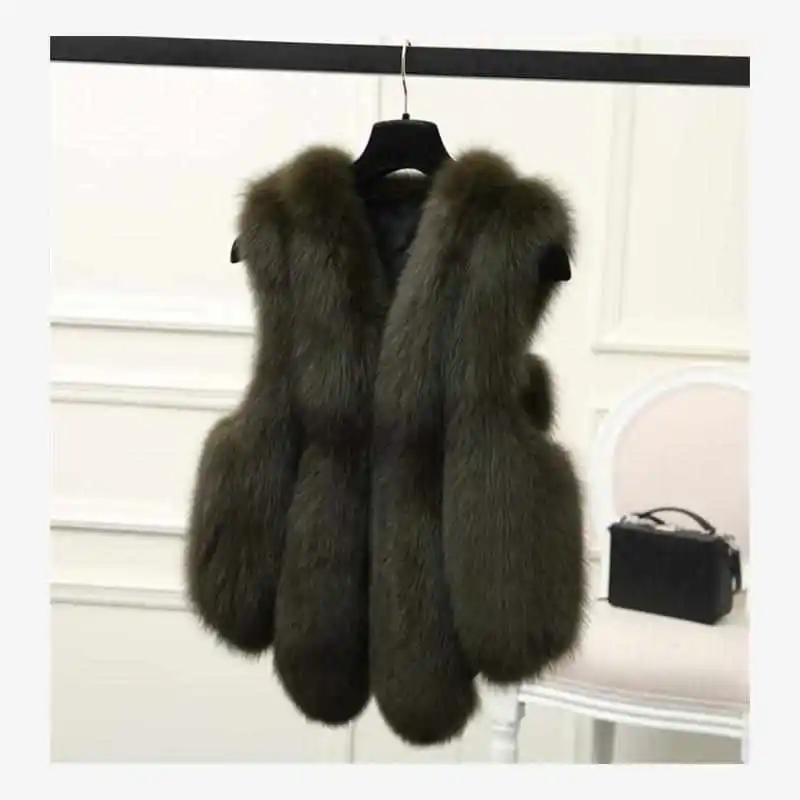 

Women's Fur Vest 3D Faux Fur Jaet Thiened Medium Length Loose Fit Street Sle Zipper Closure Ultra ort Svel Coat