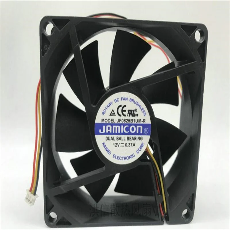 Original JF0825B1UM-R DC12V 0.37A 80*25MM three-wire cooling fan