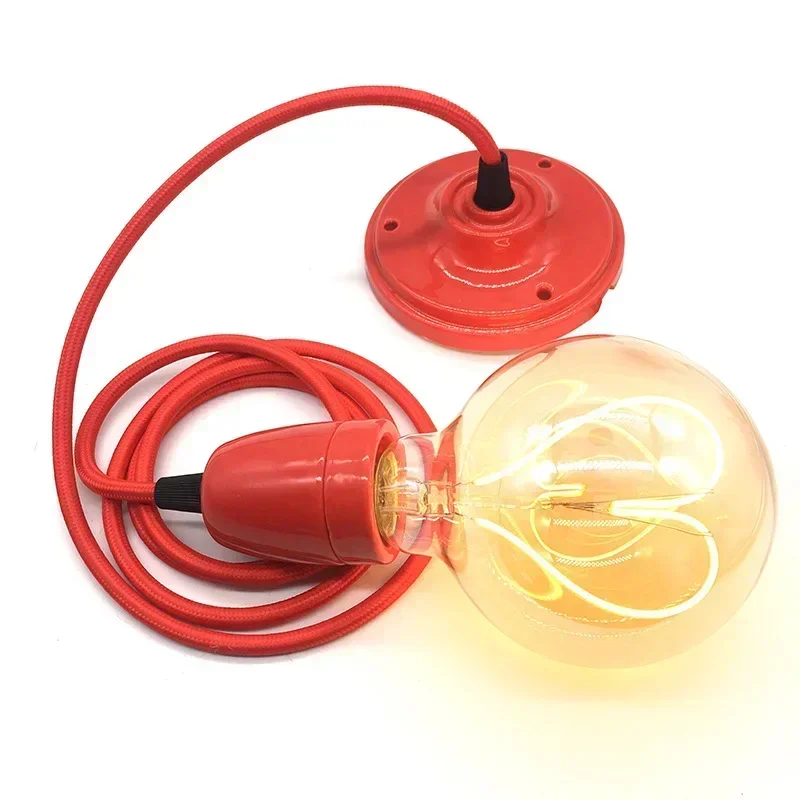 Retro Ceramic Lamp Cap With Ceiling Textile Cable and Lamp Holder Made of Porcelain for Cafe Restaurant Decorative Pendant Lamp